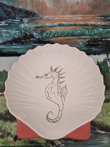 Vtg poole pottery shell plate - shell,