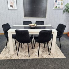 Black white wood dining - black,