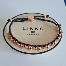 Links of London mini skull 18ct Rose Gold Vermeil Friendship bracelet