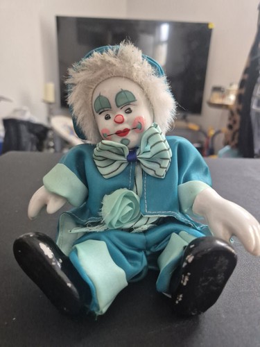 Vintage porcelain clown - vintage, doll