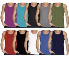 Mens Vest 100% Cotton Summer Gym Rib Sleeveless men’s tank top Regular Fit Large