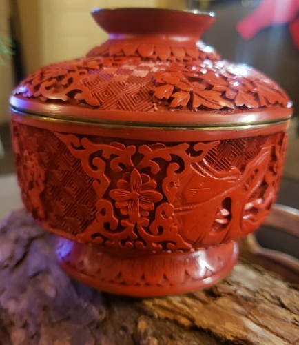 Chinese hand carved cinnabar - chinese,