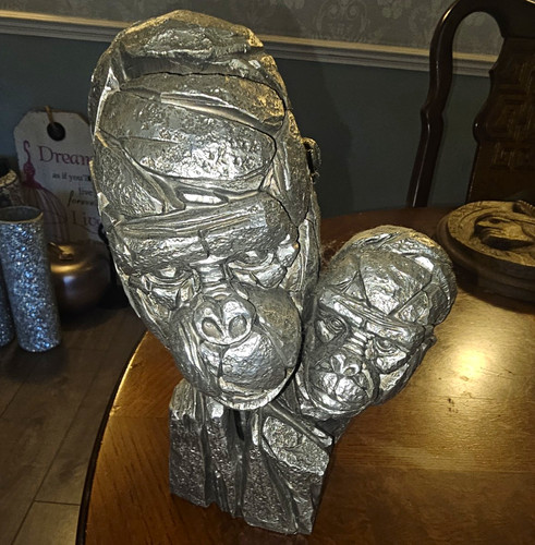Silver gorilla bust sculpture - silver,