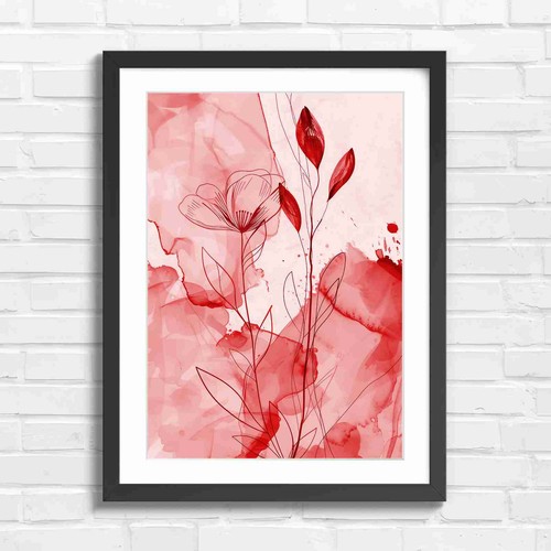 Minimalist botanical art peach - art,