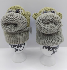 2011 Comic Relief Most Famous Monkey Egg Cups With Monkey knitted Cosies PG Tips