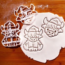 Christmas Highland Cow Cookie Cutters Set - animal long-haired Scottish cattle