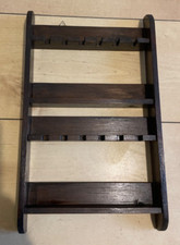 Vintage Spoon Wooden Collectors Hanging Display Rack Souvenir - 12 Spoons