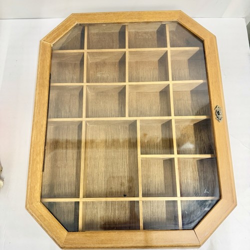 Vintage wood glass curio - vintage,