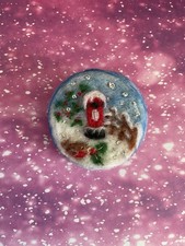 Handmade Needle Felted Christmas Robin And Postbox Snowy Scene Brooch