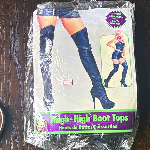 Black thigh high boot tops - black,