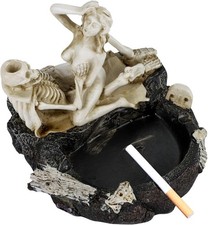 Ceramic Skull Ashtray – Halloween Skeleton Decor, Gothic Desk Ornament