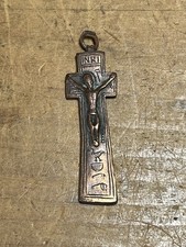 Antique Copper  Irish Penal Cross Crucifix Dated 1729