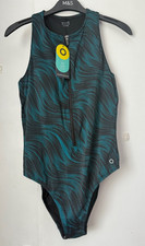 BNWT M&S Goodmove tummy control printed zip up high neck swimsuit - 16 18