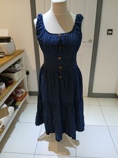 Kurt Muller Woman Size 14-16 Blue Cotton Dress, sleeveless, elasticated waist