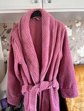 Slenderella Luxury Waffle Robe Soft Coral Fleece Dressing Gown Size M (14)