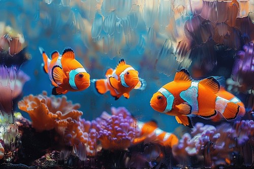 Coral clown fish canvas - fish,