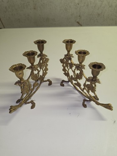 Pair vintage brass candelabra - vintage,