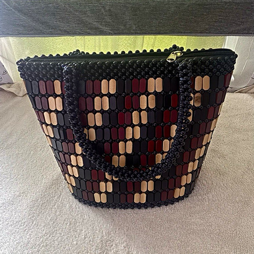 Beaded zip tote bag - beaded,