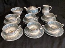 Vintage Wedgwood Florentine Turquoise 21 Piece Tea set Inc Teapot Ex Cond