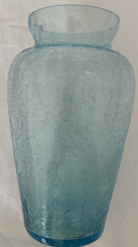 Crackle glass vase hand blown - vase,