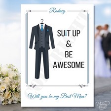 Will you be my Best man Usher Groomsman Page Boy Ring Bearer Suit up Invite Card