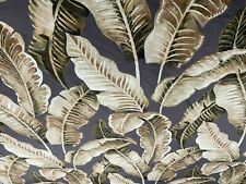  Tropical Forest  Palm Leaves Velvet GREY GOLD Curtain/Upholstery Fabric