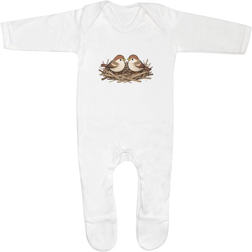 Nesting sparrows baby romper - 'nesting,