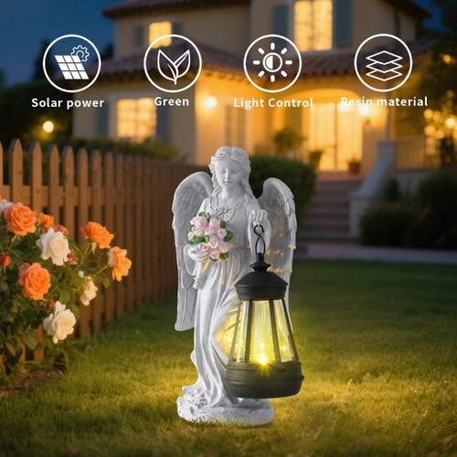 Garden angel solar lantern - angel,