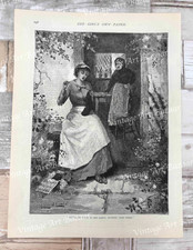 Lady Girl Sewing Mending Old