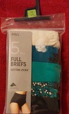 Ladies Marks & Spencer Multicoloured Cotton Full Briefs 5 Pack Size 12 NEW