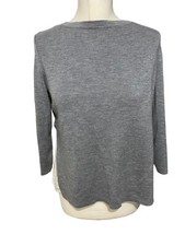 COS size small grey/white jumper 100% wool 3/4 Sleeves Round Neck