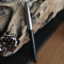 Parker 21 Super Aerometric Fountain Pen, Black , Lustraloy Cap