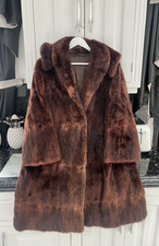 Ladies Vintage Mahogany Red Real Mink Musquash Coat Suit 14 16