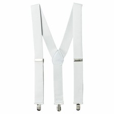 WIDE ADJUSTABLE BRACES SUSPENDERS ELASTIC PLAIN COLOURS CLASSIC GENTS LADIES UK