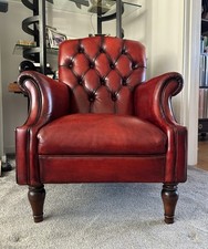 Stunning Laura Ashley Lanchester Red Leather Armchair – Pristine Condition