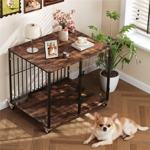 Rolling dog crate furniture - crate,
