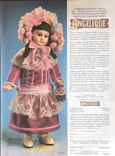 1991 angelique porcelain doll - 1991,