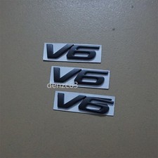 3x Matte Black V6 Metal Decal