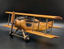 Wooden Bi-Plane Biplane Display Model Decor Wood Retro Aircraft Art  Plane