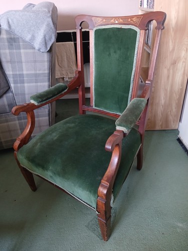 Chair vintage green velvet - chair,