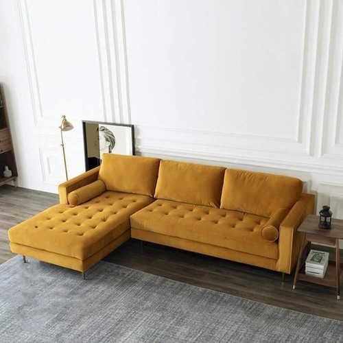 Deandra velvet corner sofa - velvet, |