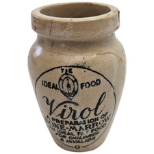 Virol Pot Jar Bone Marrow Vintage Ceramic 8 Inches