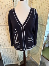 Ladies Navy And White Cotton