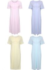 Ex Famous store Ladies Short Sleeve Nightdress Nighty Shirt 4 Colours 8-26