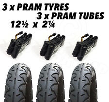 3x Pram Tyres & 3x Tubes 12