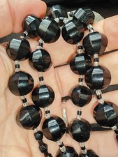 French jet black glass bead - jet,