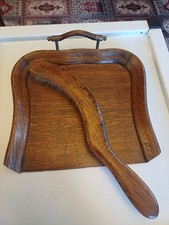 Antique Oak Table Crumb Tray And Brush In Good Condition