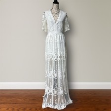 New Pink Lily Ivory Lace Maxi