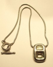 STERLING SILVER HEAVY 1990'S DESIGNER  MODERNIST BLOCK PENDANT TATEOSSIAN LONDON