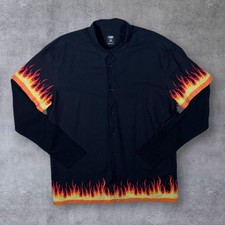 FSBN "Regular Fit" Gothic Y2K Flaming Black Layered Long Sleeve Shirt XL